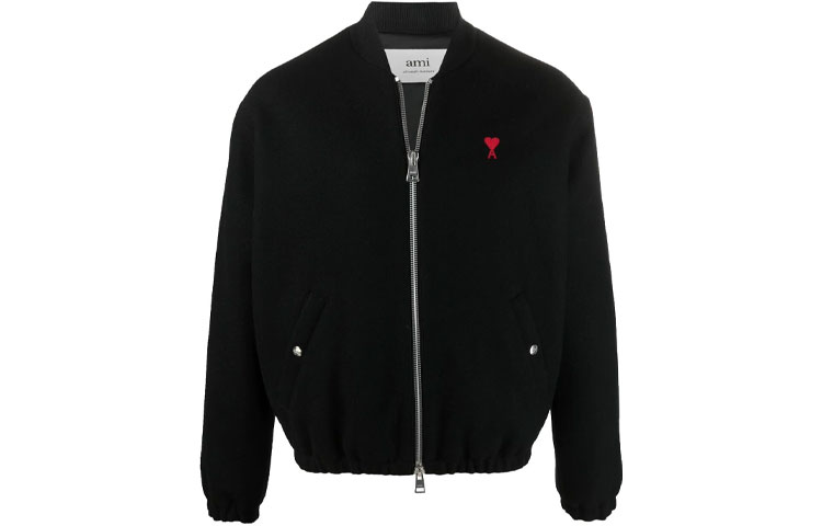 AMI PARIS Heart Logo Bomber Jacket Black H21HOW023-260001
