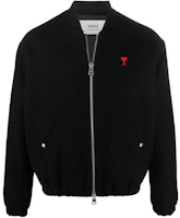 AMI PARIS Heart Logo Bomber Jacket Black H21HOW023-260001 AMI PARIS Heart Logo Bomber Jacket Black H21HOW023-260001
