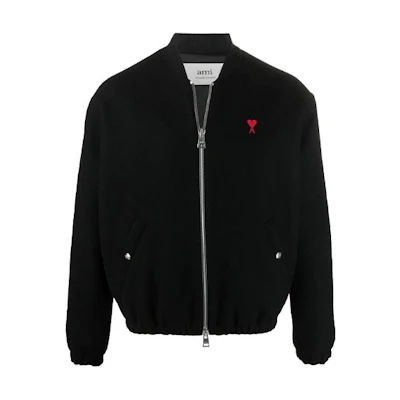 AMI PARIS Heart Logo Bomber Jacket Black H21HOW023-260001