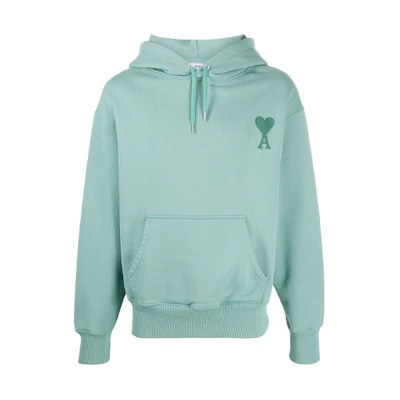 AMI Paris Heart Logo Classic Pullover Sweatshirt Unisex Green. E21HJ058747