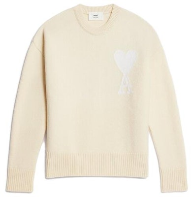 AMI PARIS 心形標誌圓領針織毛衣 男女通用 米白色 UKS002018-715 Order AMI PARIS 心形標誌圓領針織毛衣 男女通用 米白色 UKS002018-715