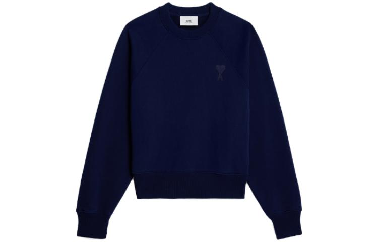 AMI PARIS Heart Logo Crewneck Sweatshirt Unisex - Navy Blue USW00474714-496