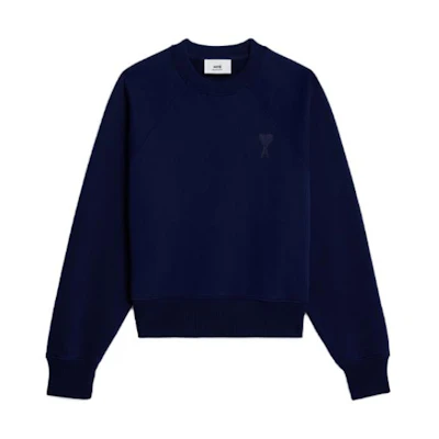 AMI PARIS Heart Logo Crewneck Sweatshirt Unisex - Navy Blue USW00474714-496