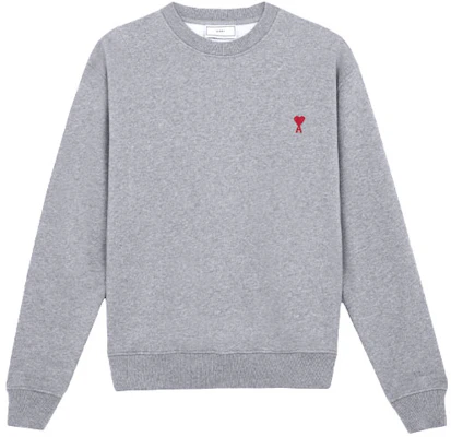 AMI PARIS Baju Sejuk Crewneck Sulam Logo Hati Kelabu. A21HJ007730-055 Buy AMI PARIS Baju Sejuk Crewneck Sulam Logo Hati Kelabu. A21HJ007730-055
