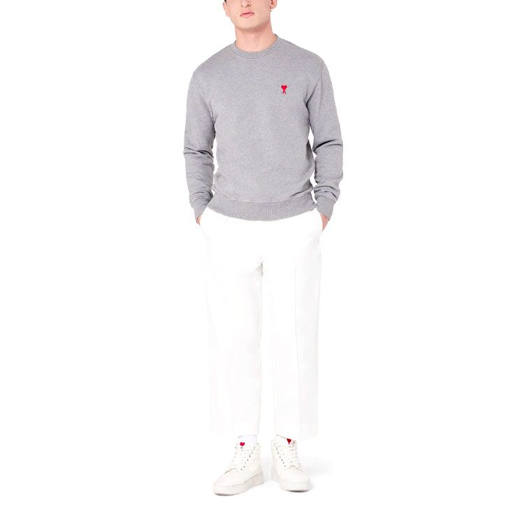 AMI PARIS Heart Logo Embroidered Crewneck Sweatshirt Grey . A21HJ007730-055 圖 5