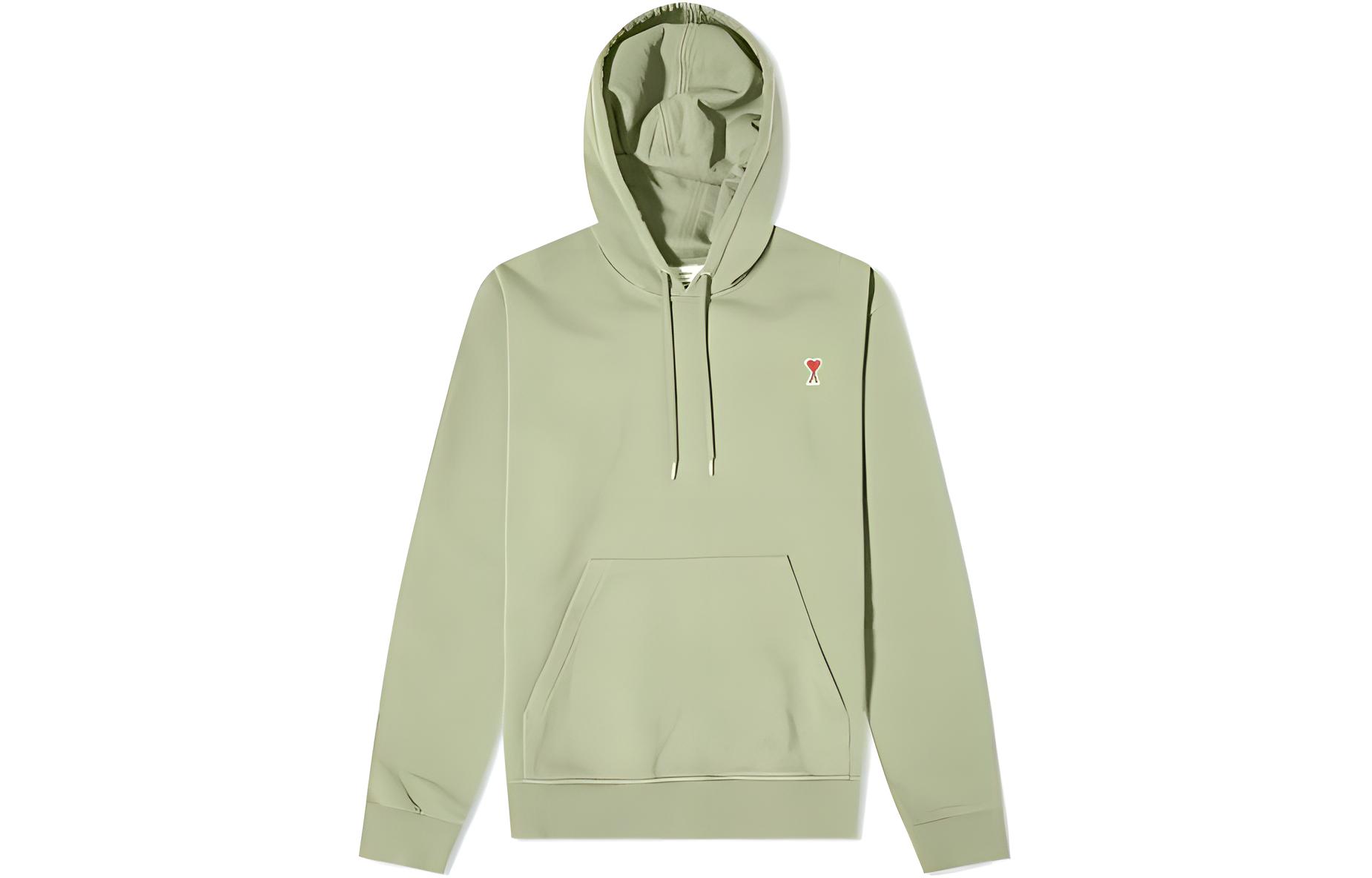 AMI PARIS Heart Logo Embroidered Hoodie Green Unisex E20HJ008730-317