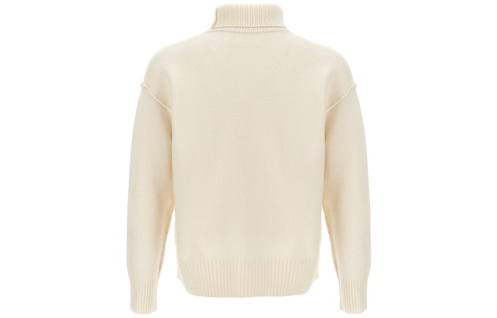 Lookbook AMI Paris 愛心標誌高領針織毛衣 男女同款 - 白色 BFUKS406018-154