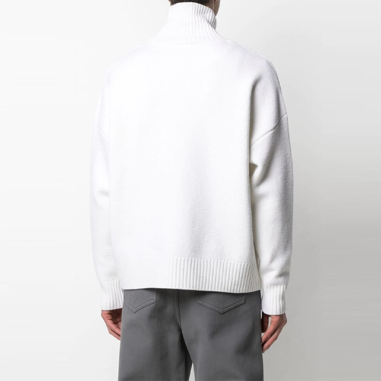 AMI Paris Heart Logo Wool Turtleneck Sweater Unisex White H21K203-018100 圖 5