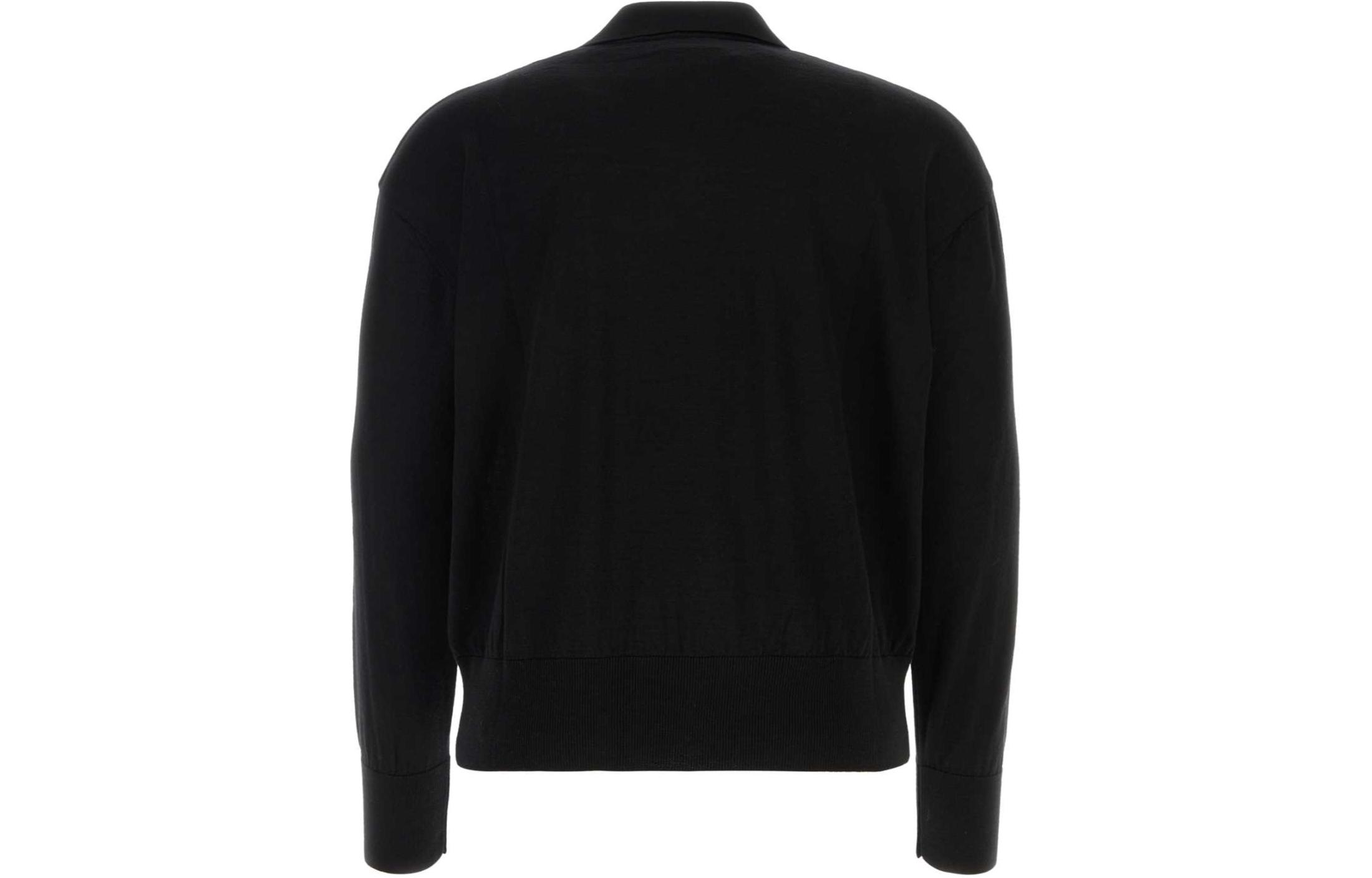 AMI PARIS Heart Patch Merino Knit Long Sleeve Polo Sweater Unisex Black UPL342KN0039-001 圖 3