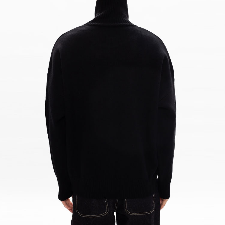 AMI Paris Heart Pattern Turtleneck Wool Sweater Unisex Black H20HK203-018-001 圖 4