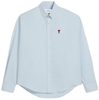 AMI PARIS Heart Stripe Button-Up Long Sleeve Shirt Unisex Sky Blue USH130CO0-021 AMI PARIS Heart Stripe Button-Up Long Sleeve Shirt Unisex Sky Blue USH130CO0-021