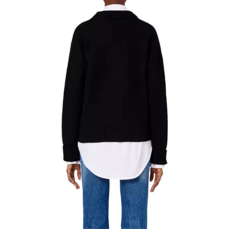 Shop AMI Paris Heart Wool V-Neck Sweater Unisex Hitam BFUKC0020181-009