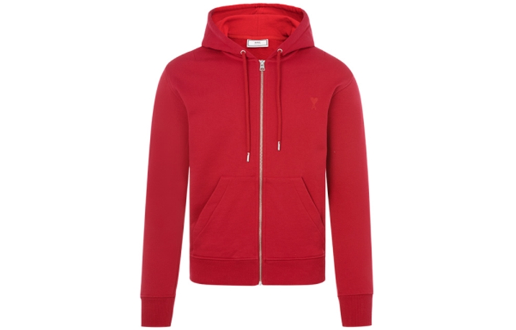 AMI PARIS Hoodie Zip-Up Sweatshirt with Heart Logo Embroidery H20HJ006730-600