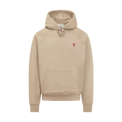 AMI PARIS Khaki Hoodie with Logo Design USW205747-250