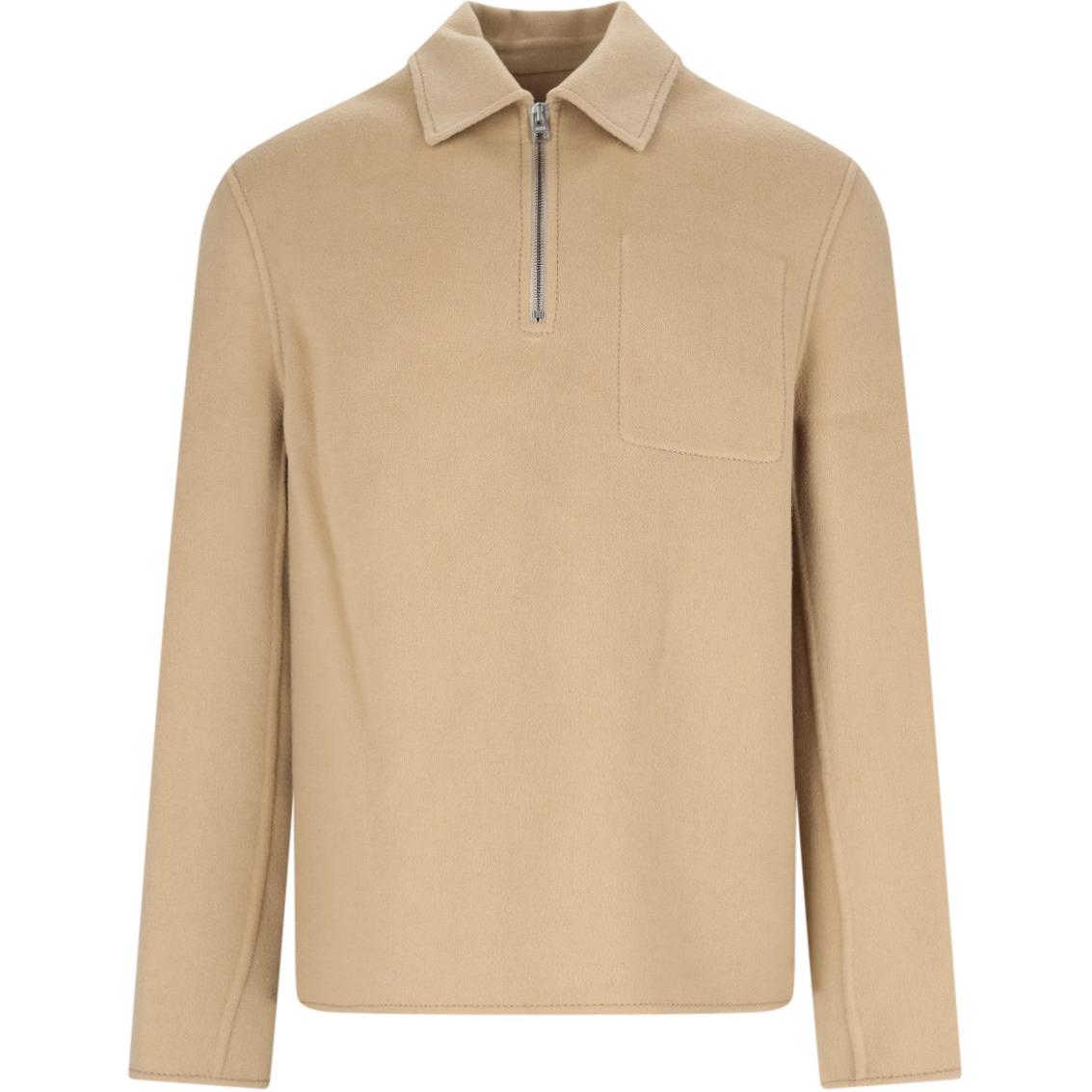 AMI PARIS Light Brown Solid Slim Fit Long Sleeve Collar Jacket HJK057WV0022255