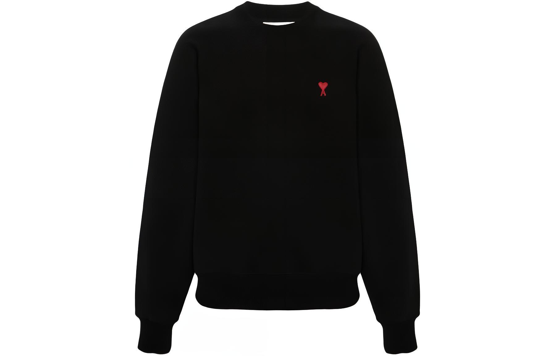 AMI PARIS Logo Crewneck Pullover Sweatshirt Unisex Black BFUSW0005747-001