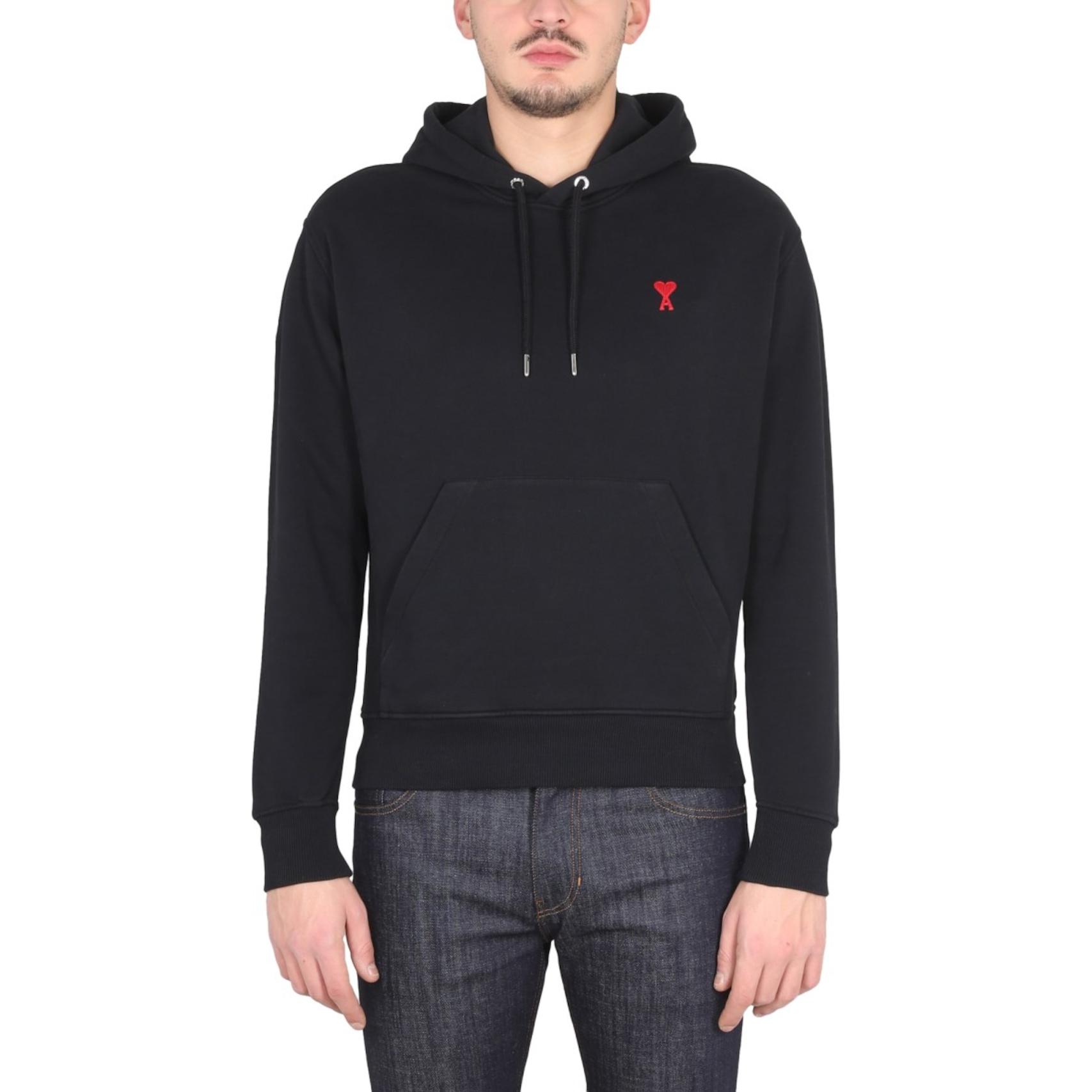 AMI PARIS Logo Embroidered Hoodie Black () BFUSW2007300011
