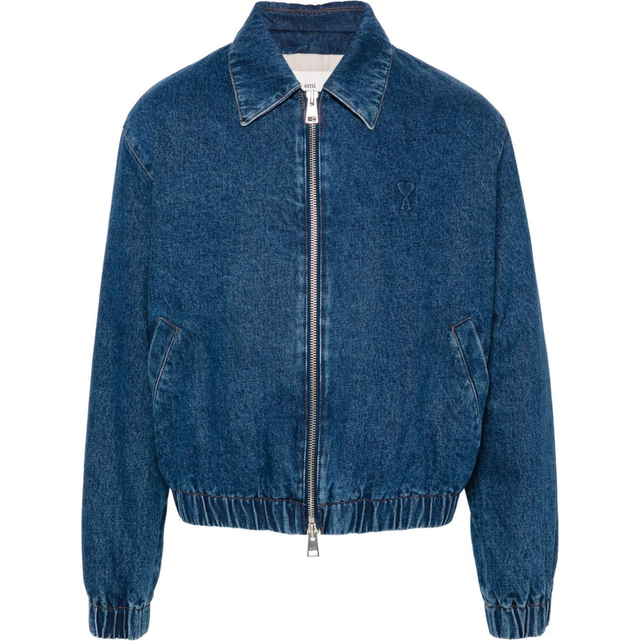 Order AMI Paris Jaket Denim Oversized Bordir Logo Biru HJK020DE0031-BLUE