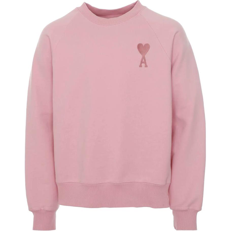 AMI PARIS Logo Print Crewneck Raglan Sweatshirt Pink - Style E22USW002747-655