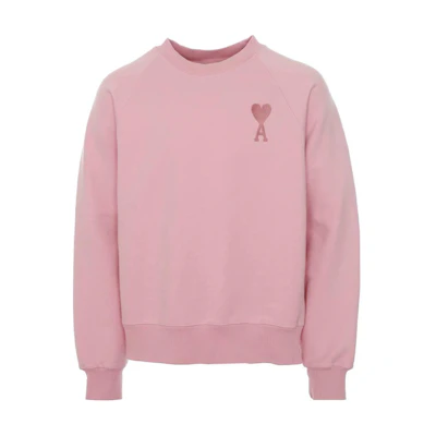 AMI PARIS Logo Print Crewneck Raglan Sweatshirt Pink - Style E22USW002747-655