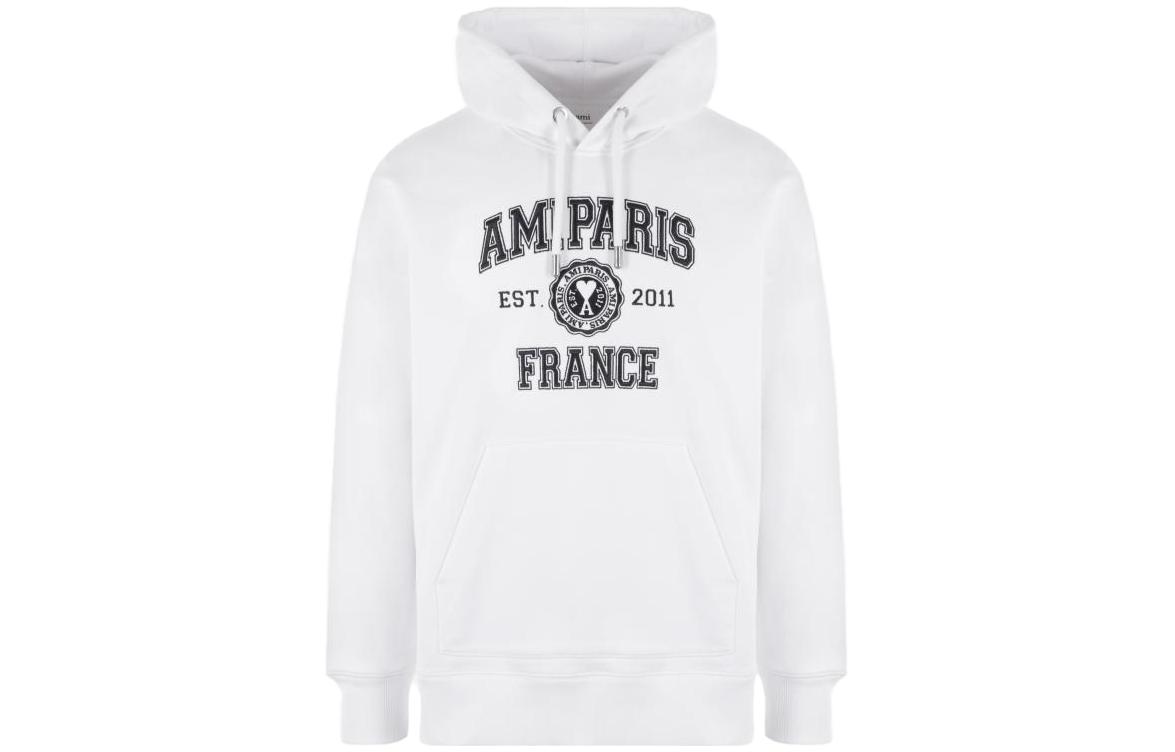 Order AMI Paris 标志印花连帽衫 白色 USW208747-100