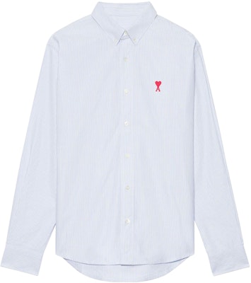 Camisa AMI PARIS de manga larga con botones y logo estampado Azul Claro BFUSH130CO0021475 Order Camisa AMI PARIS de manga larga con botones y logo estampado Azul Claro BFUSH130CO0021475