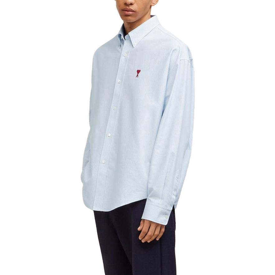 Purchase Camisa AMI PARIS de manga larga con botones y logo estampado Azul Claro BFUSH130CO0021475