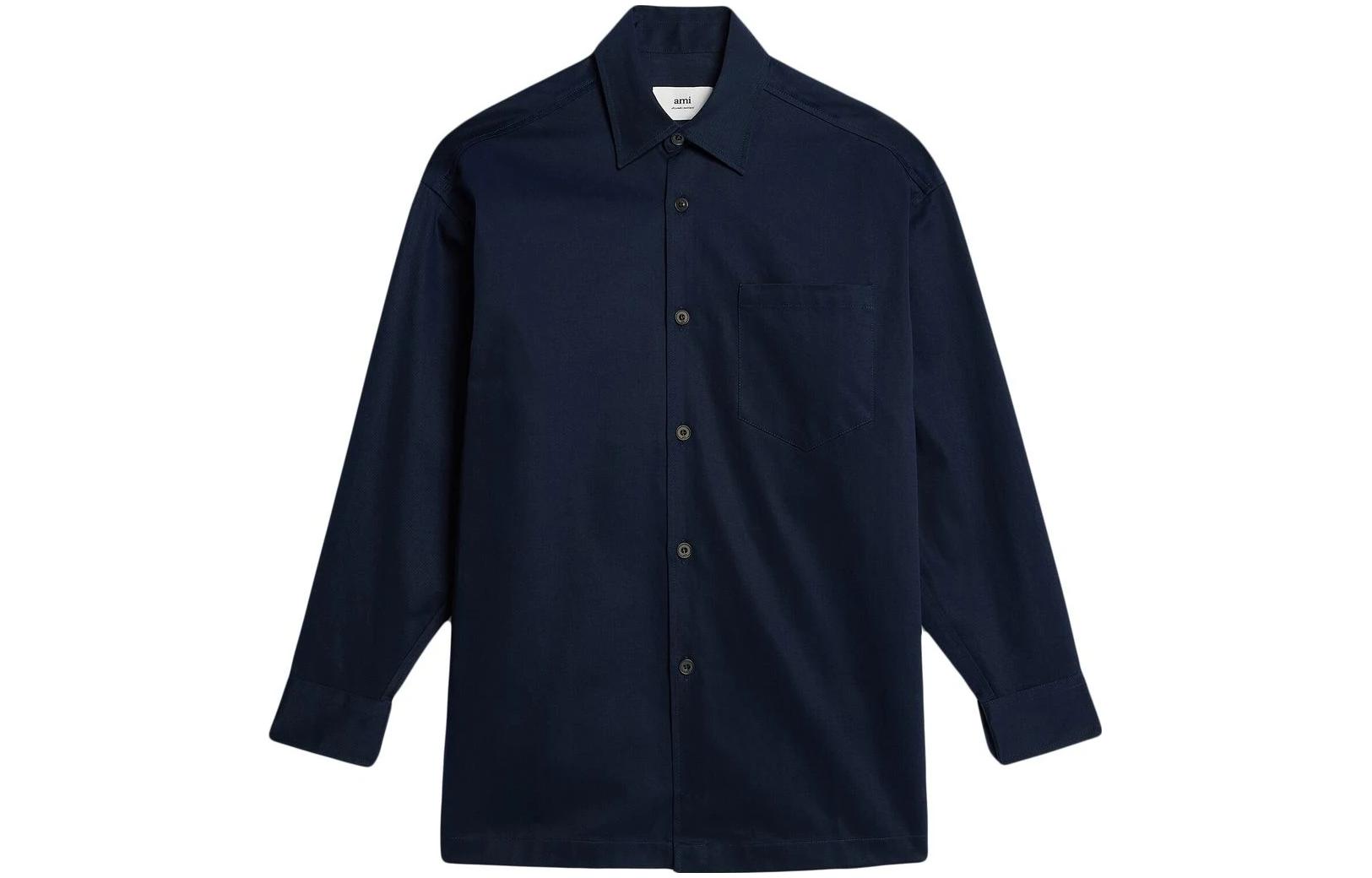 AMI PARIS Logo Print Long Sleeve Shirt Unisex - Blue UJK220CO0020-491