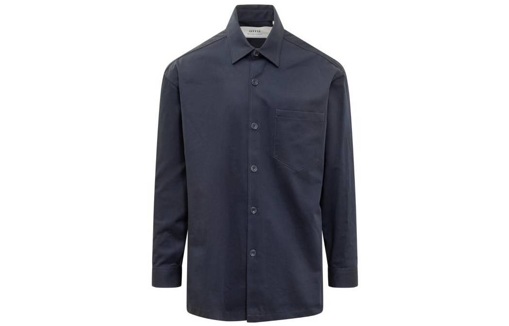 Lookbook AMI PARIS Baju Lengan Panjang Logo Unisex - Biru UJK220CO0020-491