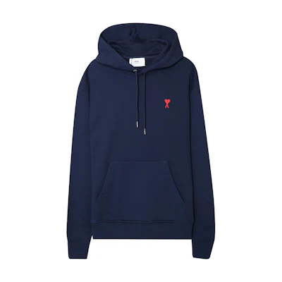 AMI PARIS Logo Printed Hoodie Men’s in Deep Blue BFUSW200730-491