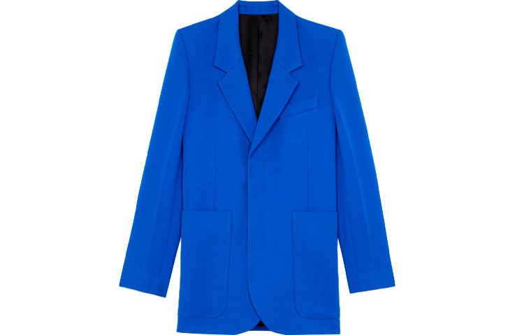 AMI PARIS Long Wool Gabardine Blazer with Hidden Button Closure H21HV300-232490