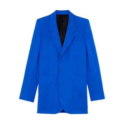 AMI PARIS Long Wool Gabardine Blazer with Hidden Button Closure H21HV300-232490