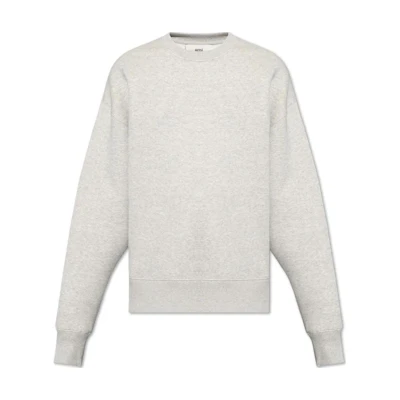AMI PARIS Men’s Oversized Crewneck Sweatshirt Grey Long Sleeve Pullover USW0277490-951