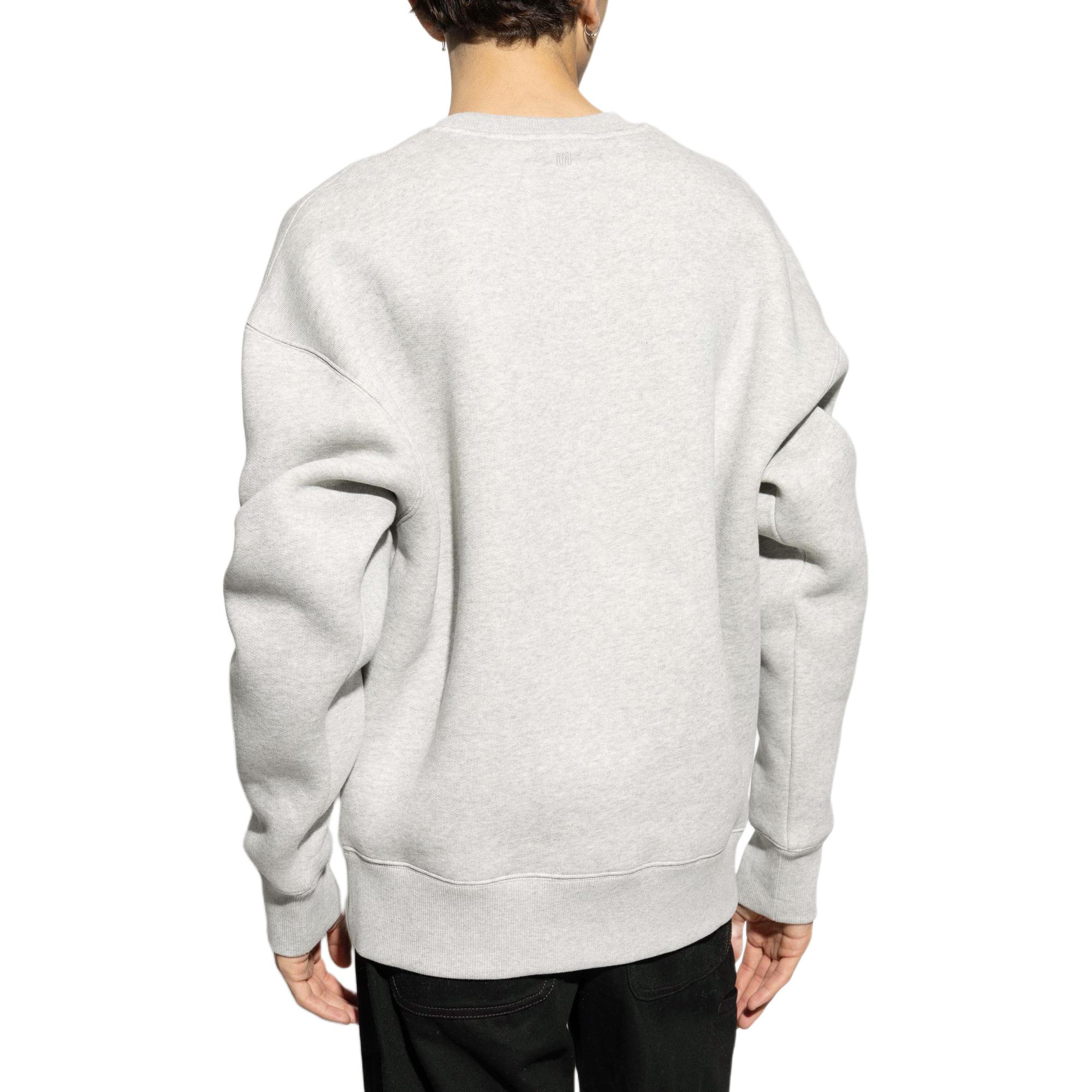 AMI PARIS Men’s Oversized Crewneck Sweatshirt Grey Long Sleeve Pullover USW0277490-951 圖 5