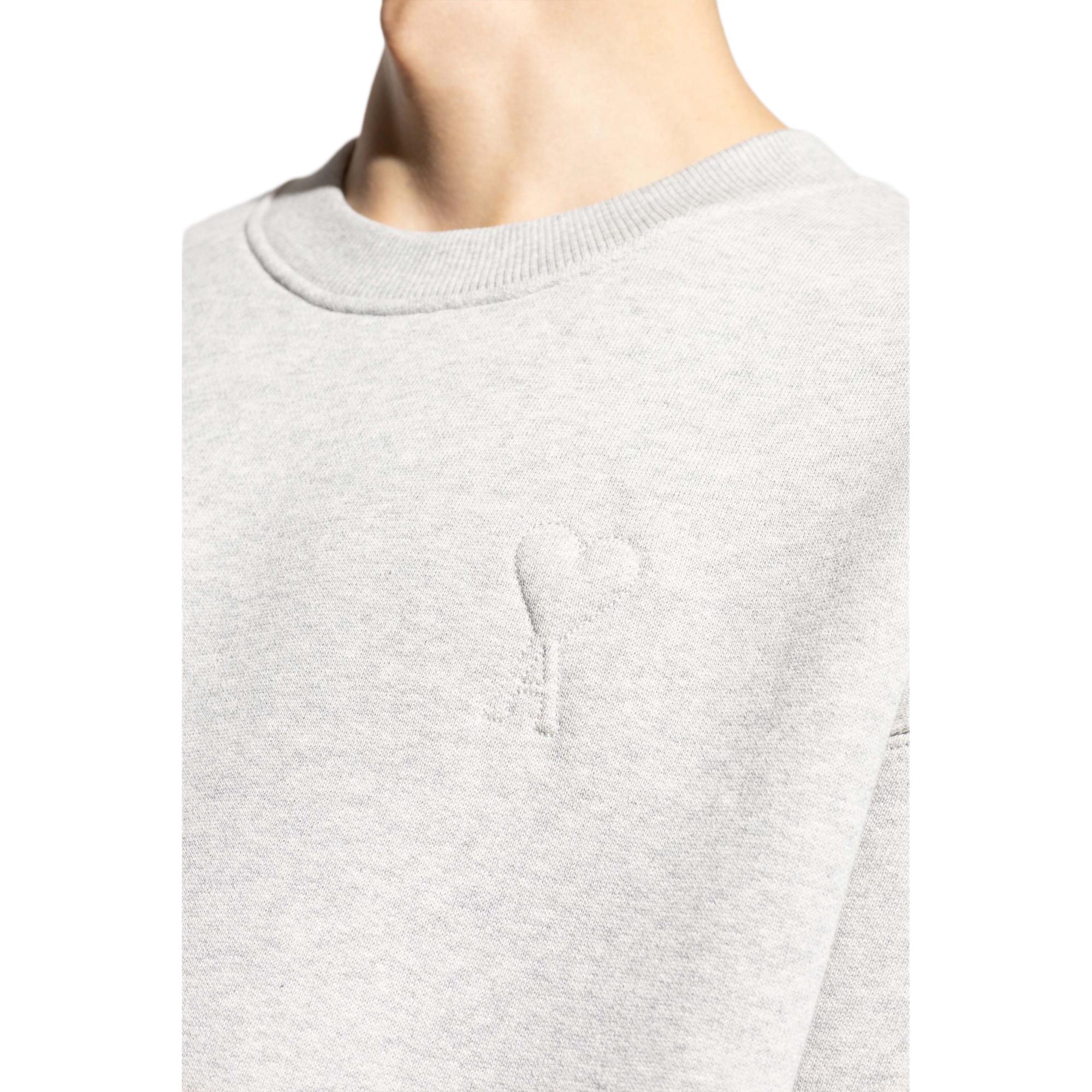 AMI PARIS Men’s Oversized Crewneck Sweatshirt Grey Long Sleeve Pullover USW0277490-951 圖 6