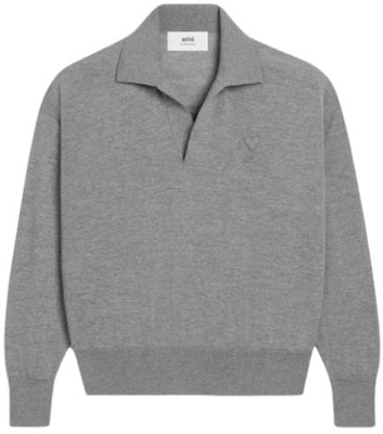 AMI Paris Jersey de Polo Unisex Gris de Lana Merino con Parche de Corazón. UPL342KN0039-055 Buy AMI Paris Jersey de Polo Unisex Gris de Lana Merino con Parche de Corazón. UPL342KN0039-055