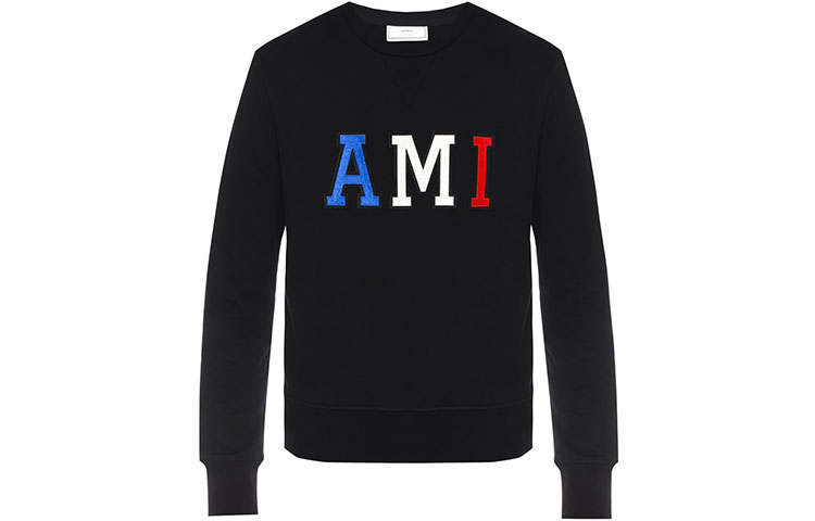 AMI PARIS Multi-Color Logo Embroidered Crewneck Sweatshirt Black - E18J023730-001