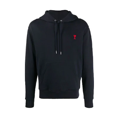 AMI PARIS Navy Blue Heart Embroidered Hoodie Fall Collection E21HJ008730-410