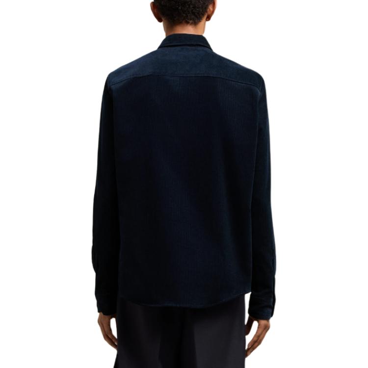 Shop AMI PARIS 海軍藍心形標誌長袖襯衫 男女適用 USH060CO0089-4011