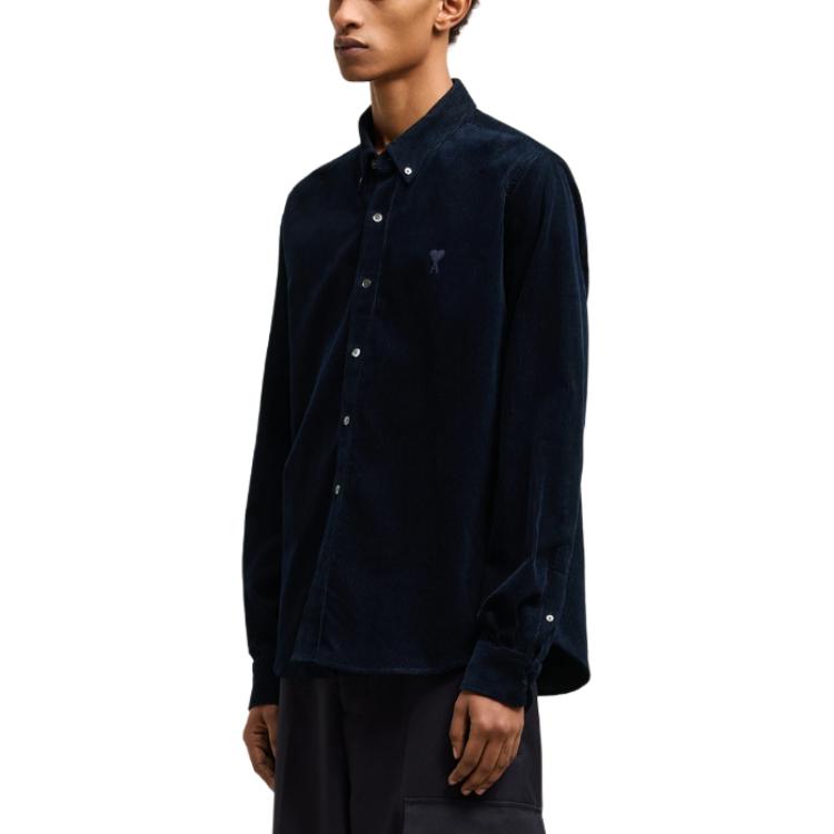 Purchase AMI PARIS 海軍藍心形標誌長袖襯衫 男女適用 USH060CO0089-4011