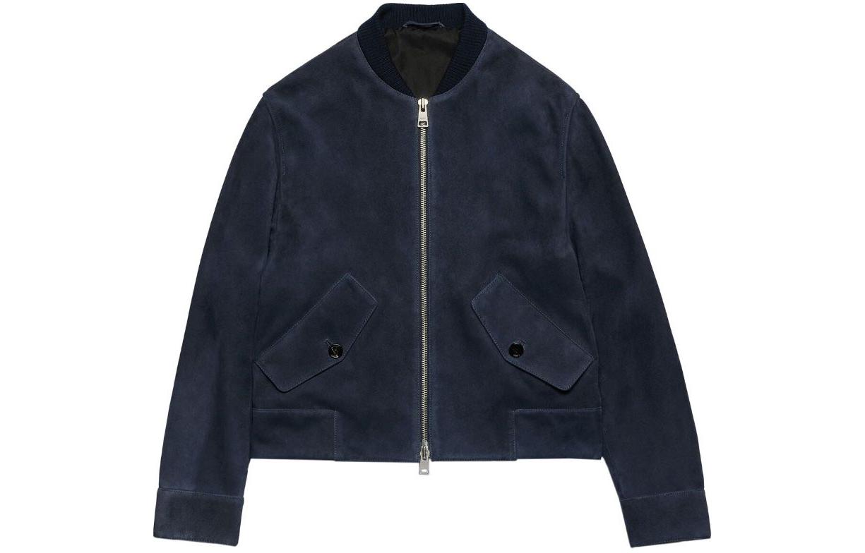 AMI PARIS Navy Blue Zip-Up Straight Hem Jacket Unisex H23UJK029506