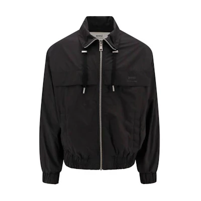 AMI Paris Outdoor Letter Logo Short Jacket with Pockets for Men. HJK051PA0009-001