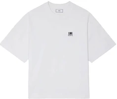 AMI Paris Oversized Crewneck Embroidered T-Shirt White Mens. H21HJ101-726100 AMI Paris Oversized Crewneck Embroidered T-Shirt White Mens. H21HJ101-726100