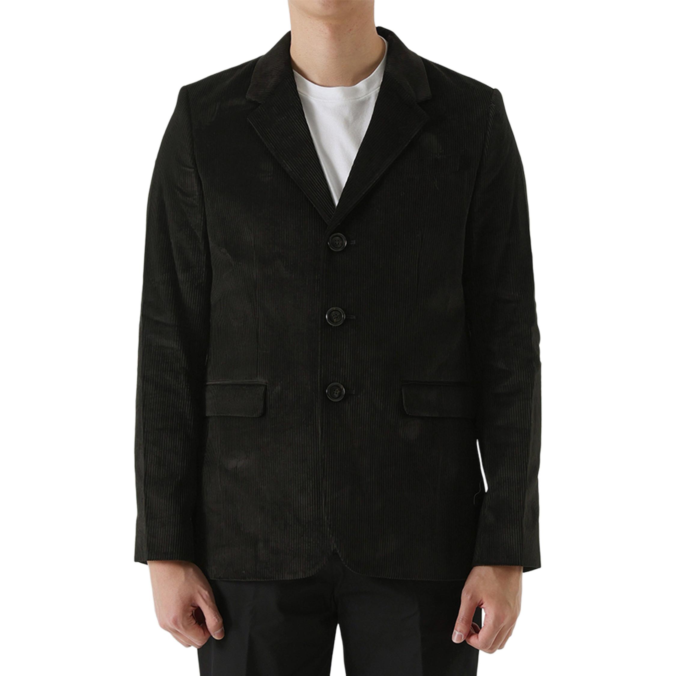 AMI PARIS Plain Black Long-Sleeve Button-Up Jacket for Men UBV600288-001