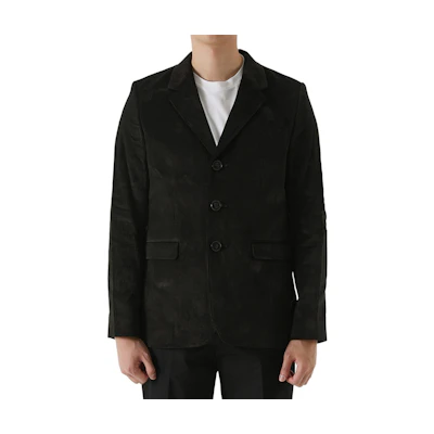AMI PARIS Plain Black Long-Sleeve Button-Up Jacket for Men UBV600288-001