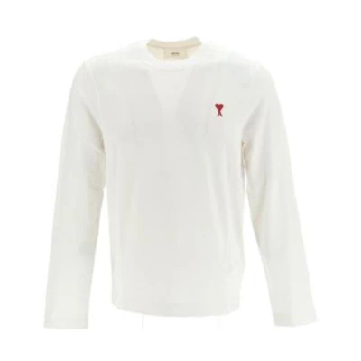 AMI Paris Red Heart Crewneck Pullover Sweatshirt White - . UTS205726-100