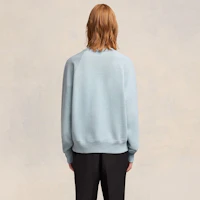 Shop AMI Paris Red Heart Embroidered Cotton Crewneck Sweatshirt Unisex Sky Blue. USW005747-4842