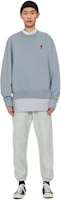 Details for AMI Paris Red Heart Embroidered Cotton Crewneck Sweatshirt Unisex Sky Blue. USW005747-4842