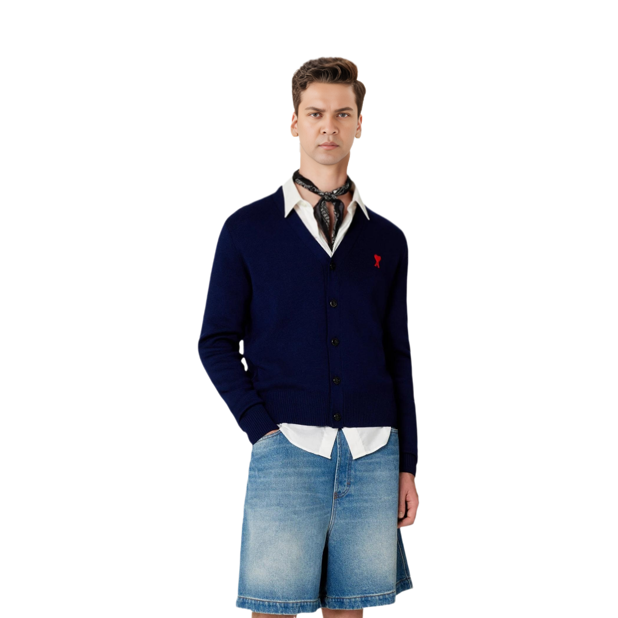 AMI PARIS Red Heart V-Neck Wool Knit Cardigan Sweater Unisex HKC001001-491 圖 3