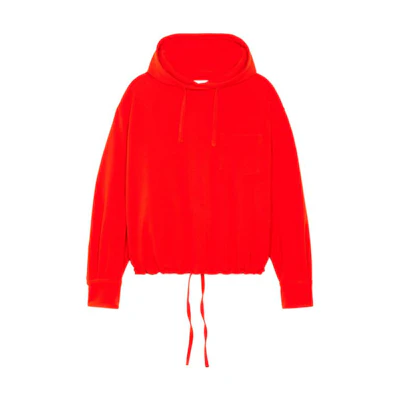 AMI PARIS Red Pullover Hoodie with Drawstring Hem H21HC155201-600